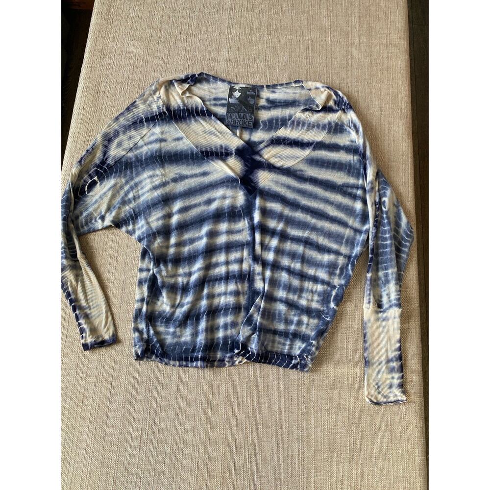 Young Fabulous and Broke Tie Dye Dolman Sleeve Top Blue White Size XS